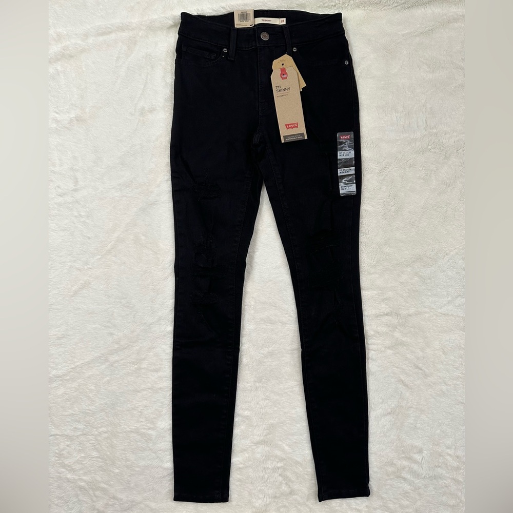 Levi's Women's 711 Skinny Jeans Mid Rise Black Size W24 L30